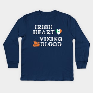 Irish Heart Viking Blood. Ideas for gifts for historical enthusiasts. Gifts are available on t-shirts, stickers, mugs, and phone cases, among other things. Kids Long Sleeve T-Shirt